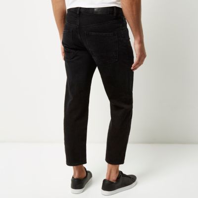 Black Dean cropped straight jeans